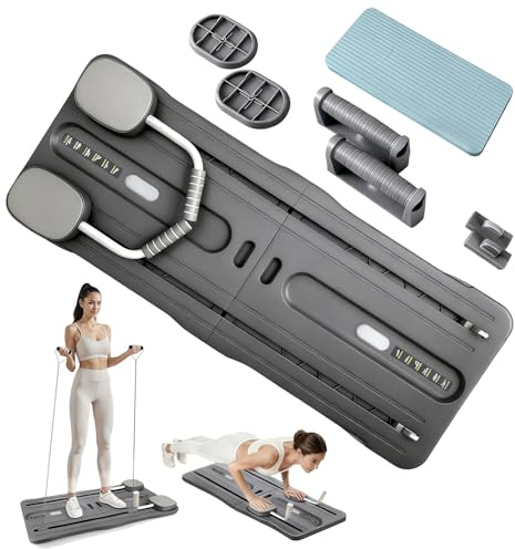 Roadtime Pilates Reformer 6 en 1 - Planche de Pilates pliable - Kit compact pour genouillères et entraîneurs abdominaux multifonction - Avec rebond automatique - Pour la maison et la salle de sport