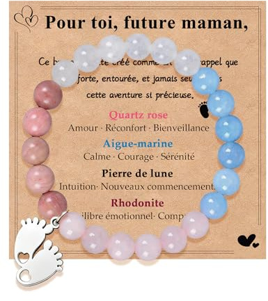 Kenqlot Cadeau Femme Enceinte,Cadeau Maman Chat/Chien,Bracelet Pierre Naturelle,Fete Des Meres,Cadeaux Maman Noel Anniversaire - Bracelet Triple Protection Cadeaux Femme