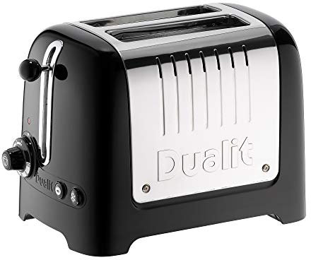 Dualit Lite 2 Scheiben Toaster - 1,1kW Toastet 60 Scheiben Toast Pro Stunde - Poliert mit Rand in Schwarz - Funktion für Bagel & Auftauen - Toaster Schwarz 36mm Breite Schlitze
