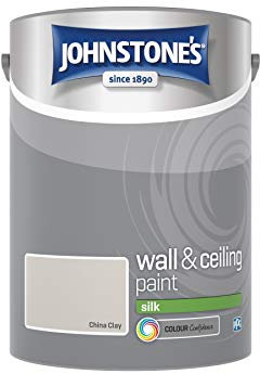 Johnstone's - Wall & Ceiling Paint - China Clay - Silk Finish - Emulsion Paint - Fantastic Coverage - Easy to Apply - Dry in 1-2 Hours - 12m2 Coverage per Litre - 5L