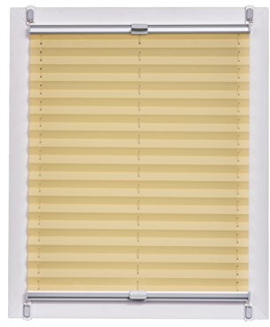 Sunlines Plissee Made in Germany, Tageslicht, Crepes Uni Klemmfix, Silbergraue Schiene, 50 x 150, Stoff, Gelb, 50 x 150cm