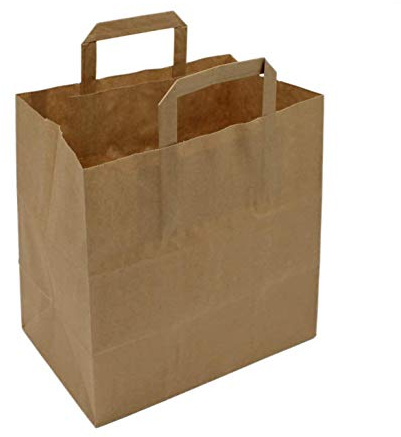 BAMI 250 Stück Papiertragetasche Papiertasche 32+15x40 cm, BRAUN - 80gr/m, Einkaufstüte Tüte Henkeltasche Tragetasche Papiertüten aus Pappe Recyclebar