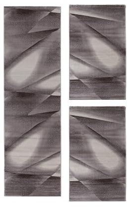 HomebyHome Bettumrandung Schlafzimmer 3 teilig Teppich Braun - Waschbarer Bettumrandung Teppich Läufer Set Extra Flauschig Bettvorleger Schlafzimmer Bettset:2 St. 80x150 cm | 1 St. 80x300 cm