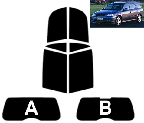 Passgenaue Tönungsfolie für-Opel Astra G 5-Türen Kombi 1998-2004 Heck/Seitenscheiben (05% Tiefschwarz, B)