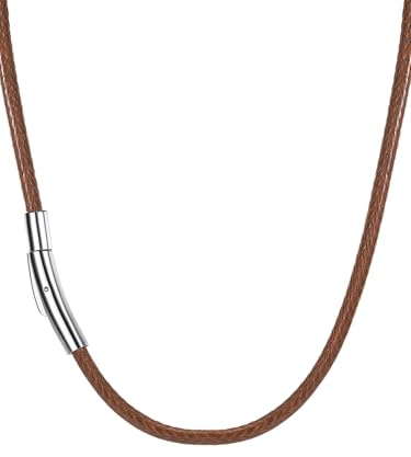 Richsteel Collier en Cuir Marron Artificiel Tressé pour Hommes et Femmes-3mm Cordon pour Pendentif 40 cm-Bijoux Unisex Fantaisie