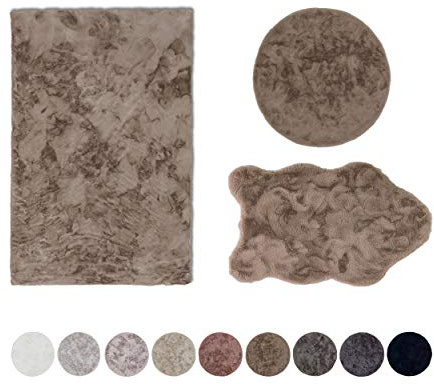 Schöner Wohnen Kollektion Hochwertiger Kunstfell Teppich flauschig - Teppich Wohnzimmer - Hochflorteppich Lammfell Schaffell - Dekofell Shape Cappuccino 60 x 90 cm