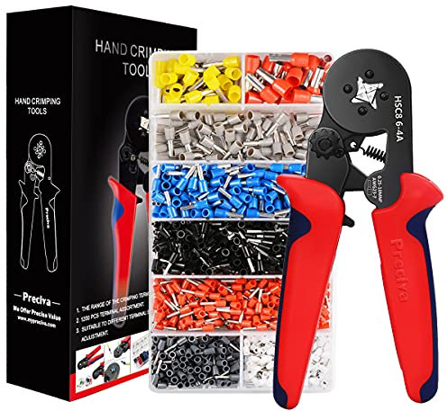 Crimpzangen Aderendhülsen Set, Preciva Aderendhülsenzange mit 1200 stück Aderendhülsen Tool Kit 0,25-10,00 qmm ohne Tasche