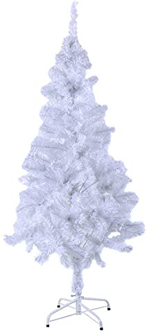 GIANTEX Árbol de Navidad Blanco 150/180/210/240 cm, Árbol Artificial de PVC con 350/650/950/1138 Ramas, Soporte de Metal, Árbol Decorativo para Tienda, Oficina, Hogar (210 cm)