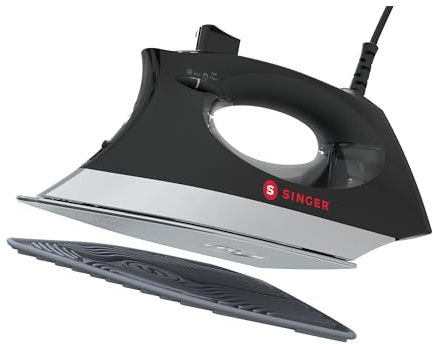 SINGER SteamCraft Plus 2.0 Steam Iron (1800W) | Steamer with Stainless Steel Plate, OnPoint Precision Tip, Vertical Steam, Auto Shutoff & 300ml Tank Capacity - Black