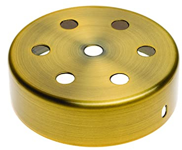AMARCORDS - Kit Baldachin rosetten aus Metall, 7 Löcher, Farbe MESSING, Lampengehäuse komplett mit Kabelklemmenzubehör, Schrauben und Deckenhalterung. Durchmesser 100 mm, Höhe 35 mm