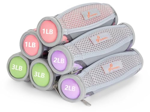 Sportneer Hand Weights for Women, Walking Weights Set 6pcs (1lb, 2lb, 3lb Each) Soft Dumbbells with Hand Strap for Home Workout, Running, Physical Therapy, Aerobics