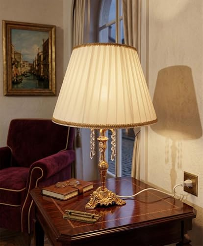 LUME GRANDE CLASSICO ORO CRISTALLO 1 LUCE FRC 4625/40 e.c.o LAMPADA DA TAVOLO E COMODINO