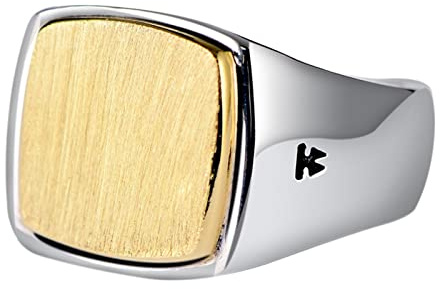 ANAZOZ Bandring Silber Echt Herren, Männer Ringe Goth Schmuck Siegelring Aus Gebürstetem Gold, Breit, 10 mm größe 67