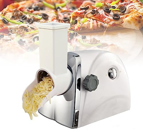 HSRG Rallador De Queso Comercial, Trituradora De Queso Rotativa Eléctrica con 3 Cuchillas Giratorias De Acero Inoxidable, Rebanadora De Verduras Multifuncional, Trituración Rápida - 1 Min/500 G