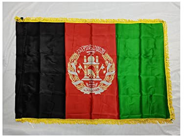 Stormflag 60 x 90 cm Afghanistan Satin Flaggen Polyester mit Goldstreifen