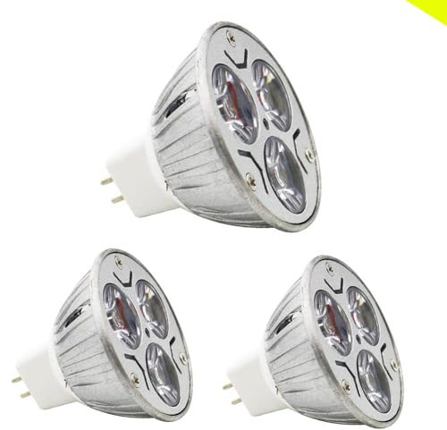 Chao Zan MR16 LED Bulb Light 3W G5.3 Bi-pin Base Lamp Spotlight Bulb AC 12V / DC 12V Cool White 6000K 240lm Energy Saving Spotlight 120° Beam Angle Desk Lamps Incandescent Bulbs Equivalent (3 Pieces)