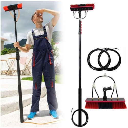 Outdoor Window Cleaning Pole Water Fed Pole Kit with Hose Spray 3.6-10.8m Water Fed Telescopic Brush Solar Panel Cleaning Equipment for Cleaner Outdoor Window (Size : 30FT/9m)