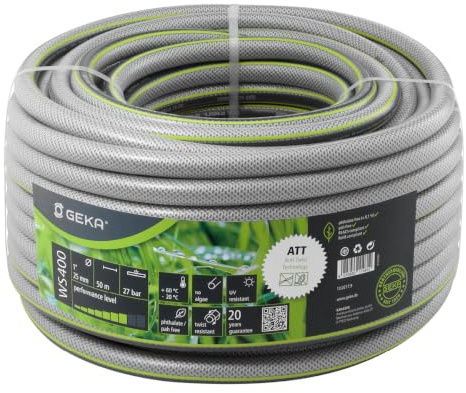 GEKA plus Tubo dell'acqua WS400, dimensioni tubo 1, lunghezza tubo 50 m, struttura tubo da giardino a 5 strati, tubo da giardino, 13.0217.9