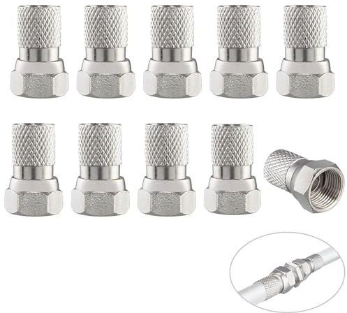 NIYATA 10Pcs Fiche F 7MM,F Connector,Adaptateur Antenne TV,7MM Connecteur F Type Coaxial,Prise F,Prise Coaxial TV,Connecteur Antenne Type F,pour Câble d'Antenne Coaxial(Métrique)