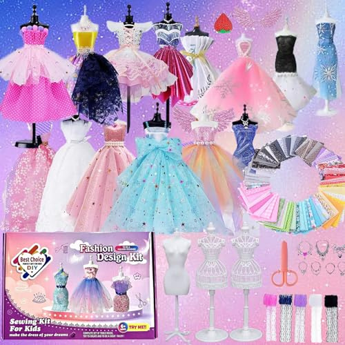Aszaui 650+Stücke Modedesign Mädchen,Nähset Kinder,Puppe kleidung,Bastelset für Kinder kleidung,Top Model Geschenke für Mädchen,Bastelset Mädchen 6 7 8 9 10 11 12 + Jahre