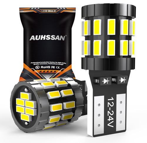 Lampadine T10 W5W LED Canbus, 194 168 LED Auto Interni, Super Bright 6000K Bianco, 30-SMD 3014 Chipsets 12-24V per lo Luci Posizione LED, Luci Interne Auto Led, Luci Targa LED, Cortesia Luce (2Pezzi)