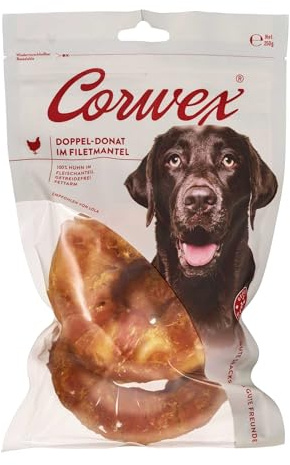 Corwex Doppel-Donut mit Huhn (6X 2er Pack), Hundesnack Kauring Bagel, getreidefrei & fettarm, 100% Huhn im Fleischanteil, ø 12-13 cm