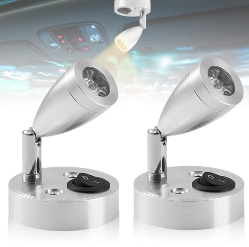 GBKDQQ 2 Stück 12V Leselampe, Led Spot 12v mit USB Anschluss, Warmweiß 3000K Book Light, 12 Volt Led Lampen Wohnmobil für Wohnwagen, Camper, wohnmobil, Boat