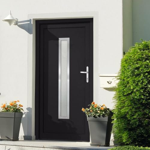 ShGaxin Haustür Anthrazit 98x208 cm PVC, Zimmertür, Eingangstür, Innentüren, Wohnungstür, Nebeneingangstür - 1 x Tür,1 x Handgriff-Set,1 x Schlüsselsatz,1 x Dichtungsband,1 x Montagesatz