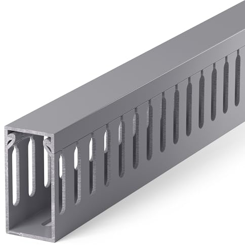 ZhiYo H2in x W1in Server Rack Cable Management Raceway, 99in (6X L16.5in) Cable Raceway Kit, Electrically Safe PVC Open Slot Wire Cover, Cord Hider for Under Desk/Computer/Network Cords, Grey