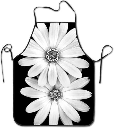 Weich Kochen Schürze Schwarz Weiß, Zwei, Blumen Arbeitsschürze Unisex Malschürze Personalisiert Schürze Für Restaurant Kochen