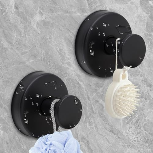 QUSLLIS 2 Pièces Ventouse Salle de Bain, Réutilisable Porte Serviette Sans Percage, Patères Murales Crochet Fort Multifonction pour Peignoir Luffa Manteau