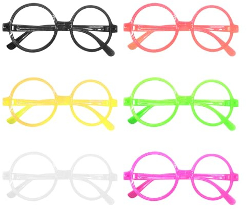 UOPJDD 【6 * Runde Kinderbrille,Lustige Partybrille für Kinder und Erwachsene,Partyzubehör für Männer und Frauen, geeignet für Geburtstage, Karneval und Weihnachten.