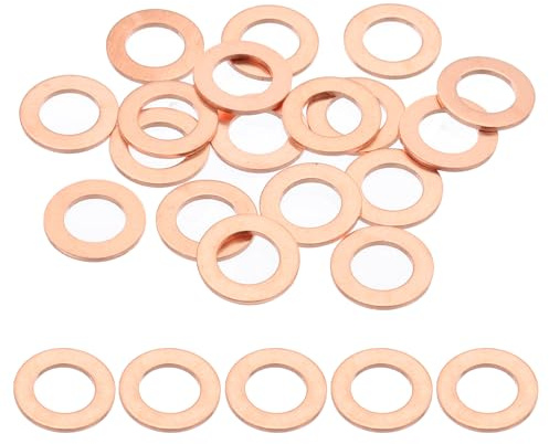 PATIKIL 18Pz Rondelle Rame M8, Rondelle Piatte in Rame M8x14x1mm Kit Rondella Tenuta Assortimento Metallo, Tappo di Scarico olio Anello di Guarnizione per Autoveicoli, Viti e Bulloni
