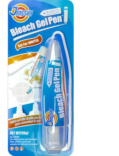 Bleach Pen for Clothes Stain Remover - 5-in-1 Bleach Gel Pen for Grout Black Cleaning, Denim DIY Bleach Design, Fridge Seal & Washer Slot Whitener, Dual-Tip Precision Non-Drip Gel (1.76 Fl Oz, Lemon)