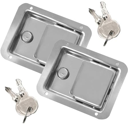 Trailer RV Travel Lock, Stainless Steel RV Door Latch, Anti-Theft Paddle Door Tool Box Lock with 2PCS Key for Caravan Truck Camp Motorhome (2PCS)