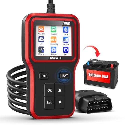 OBD2 Scanner with Upgrade Battery Tester, Car Diagnostic Tool Check Engine Light & Emissions Readiness, Fault Code Reader for All OBD II Protocol Vehicles Since 1996