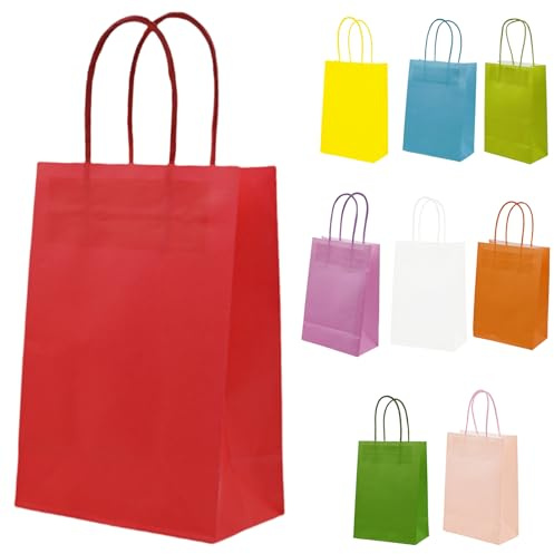 10 Pcs Party Bags Paper Party Bags with Handles 10 Colour 15 x 8 x 21 cm for Party Wedding Birthday Christmas Party Supplies Favor Celebrations