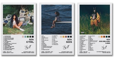 A Set Of 3 Sza Poster Music Singer Album Cover Poster Für Zimmer, Ästhetische Leinwand-Wandkunst, Schlafzimmer-Dekor Poster 08x12inch(20x30cm)-3pcs