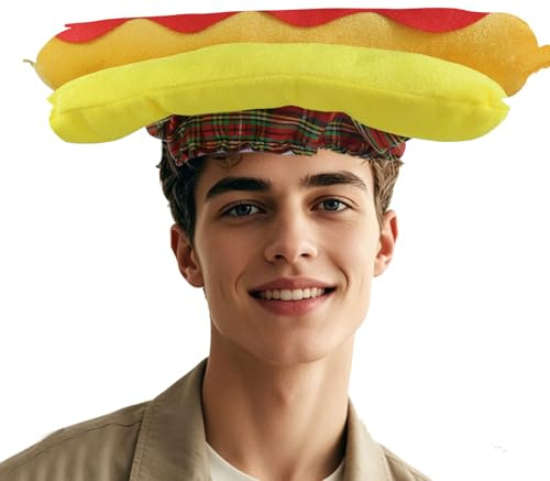Chapeau Hot-Dog - Taille Adulte Accessoire de Tête Drôle et Original pour Déguisements, Fêtes d'Halloween, Cosplay & Festivals