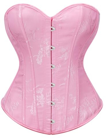 LEACOOLKEY Corset pour femme - Style gothique - Pour Halloween, carnaval - Tailles XS à XXL, Rose, XL