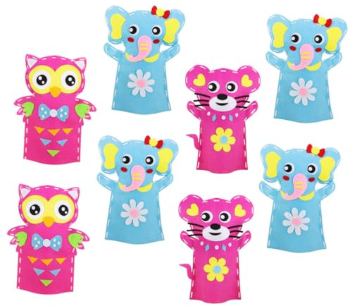 ZUNOXAZ 8sätze Handpuppe Spielzeug für Junge Mädchen DIY Zubehörsets zum Handpuppenbau Material zum Basteln von Handpuppen Lernspielzeug mit Tierform Handspielzeug aus Zufälliger Stil