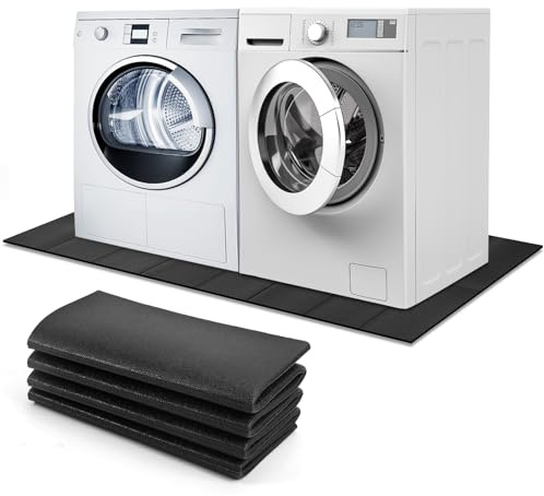 Under Washing Machine Mat , 7mm Thick Rubber Washer Dryer Mat , 62.9x29.5 inches Anti Vibration Mat , Sound Absorbing Non-Slip Floor Protection Cut-to-Fit