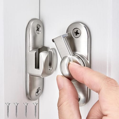 CHAOTEMAI 90/180 Grad Türriegel Riegelschloss, Silber Schiebetür Schloss | Schiebetürriegel Edelstahl Türverriegelung Innen Door Lock für Badezimmer Garten Schiebetüren Fenstersicherung Kinder