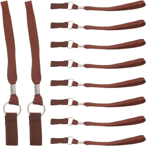GOOHOCHY 10 Pièces Lot de 10 Dragonnes Réglables pour Cannes de Marche, Sangles de Poignée Élastiques Antidérapantes Couleur Café, Accessoires Légers et Confortables pour Randonnée et Usage