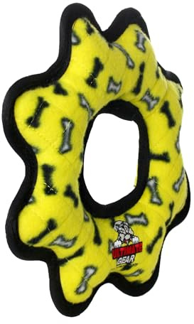 TUFFY- World's Tuffest Soft Dog Toy- Ultimate Gear Ring-Squeakers - Multiple Layers. Made Durable, Strong & Tough.Interactive Play (Tug,Toss & Fetch).Machine Washable & Floats