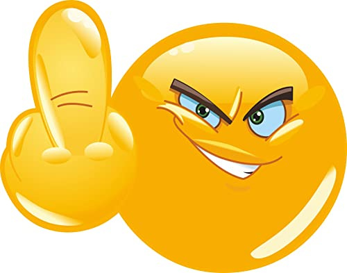 easydruck24de Aufkleber Smile Mittelfinger 12x9 cm - kfz006 | lustig Fun-Aufkleber Laptop Roller Auto, witterungsbeständig, vergilbungsfrei, UV-beständig
