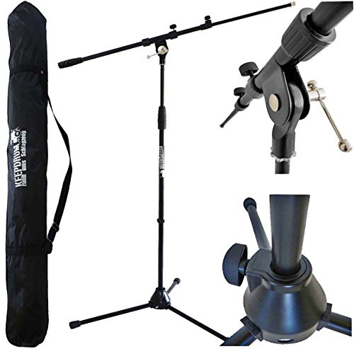 keepdrum MS106 BK Mikrofonständer Stativ mit Galgen Metall-Sockel + Tragetasche SB-03
