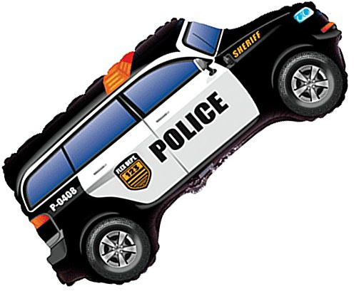 Ballonim® Polizei Auto Schwarz/weiß ca. 80cm Luftballons Folienballon Party DekorationGeburtstag