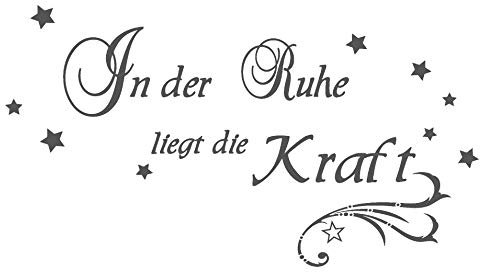 timalo® Wandtattoo fürs Wohnzimmer 'In der Ruhe liegt die Kraft - Sprüche mit Sternen' | 68021-a1-dunkelgrau-140x58
