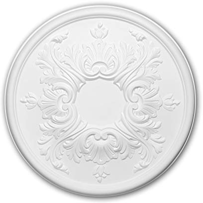 PRO[f]home® - Ceiling Rose 156030 Ceiling Decoration Medallion Rosette Decorative Element Rococo Baroque Style White Ø 39.5 cm Profhome
